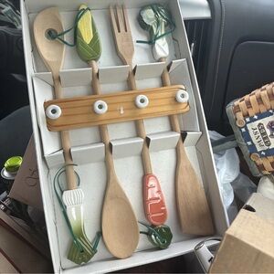 Avon Wooden Cooking Utensils with Colorful Handles